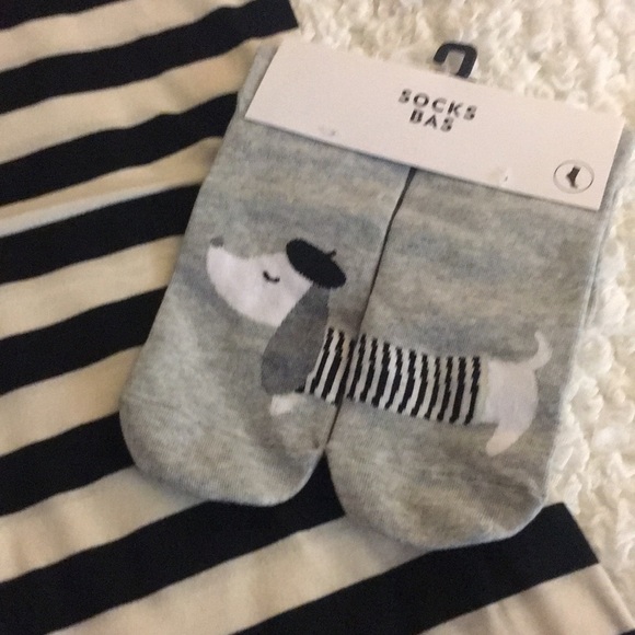 Feels like Paris SET of Striped Tank & Dog Socks - Picture 4 of 6